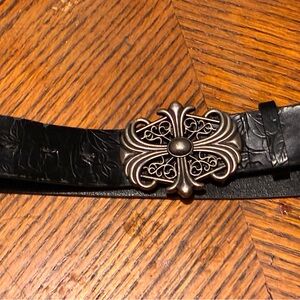 Chrome Hearts Black Belt with Silver Buckle